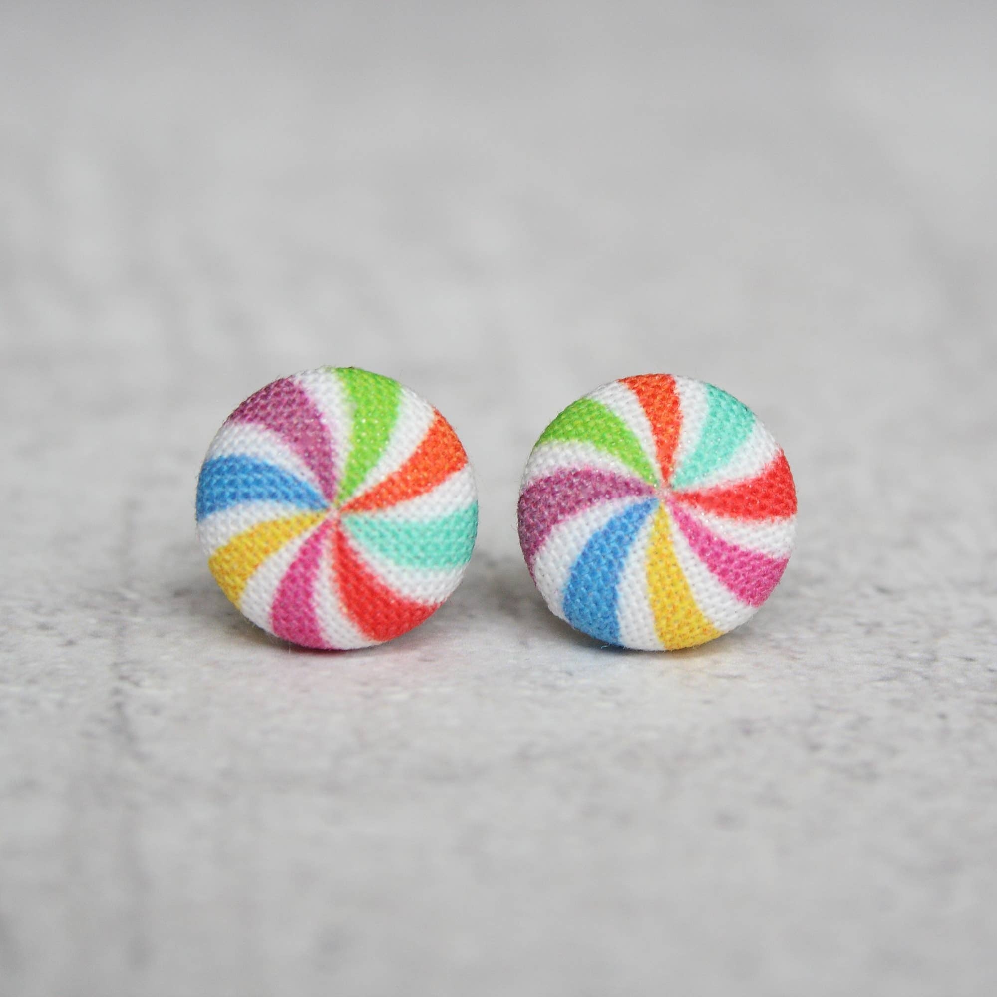 Fabric clearance button earrings